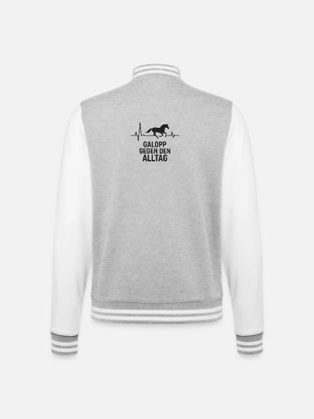 Horse, Heartbeat, Equestrian - College Sweat Jacket - heather grey/white