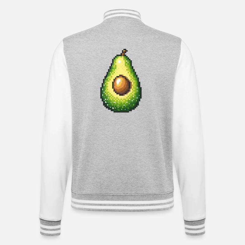 Pixel avocat rétro fruit image - Veste Teddy - gris chiné / blanc