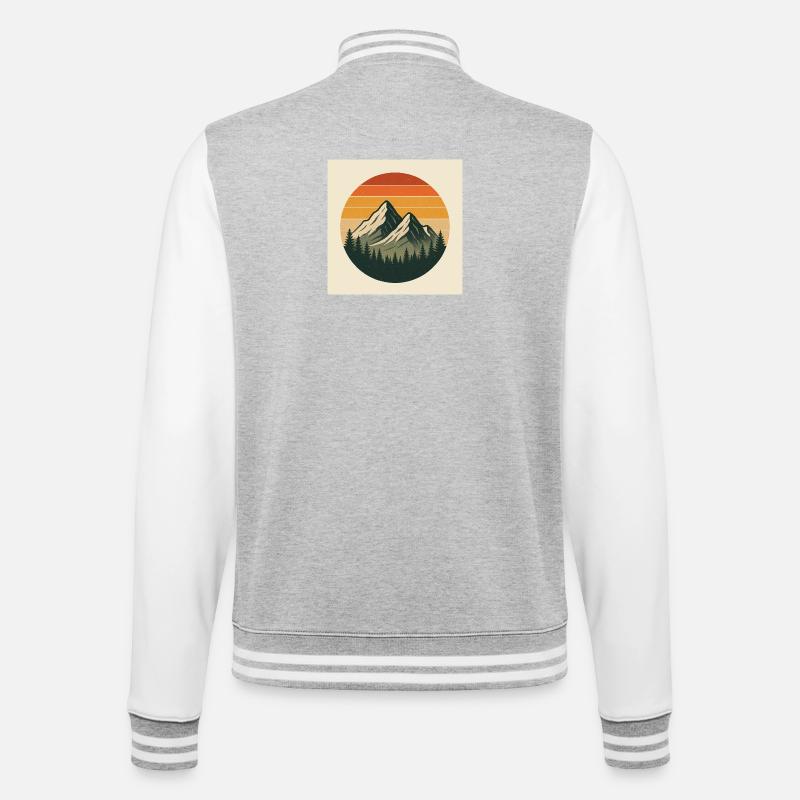 Sonnenuntergangs-Gipfel Retrokreis - College-Sweatjacke - Grau meliert/Weiß