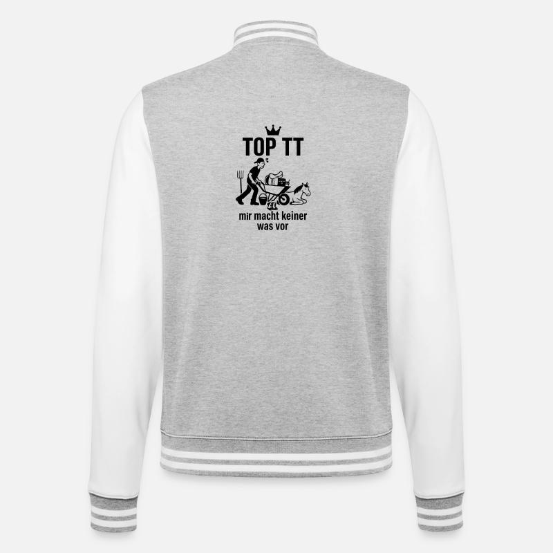Tunierhelfer, Pferdehelfer - College-Sweatjacke - Grau meliert/Weiß