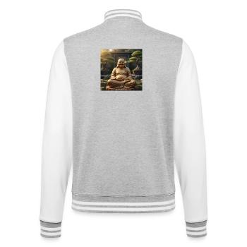 Golden Laughing Buddha Garden Figurine - College Sweat Jacket - heather grey/white - Back - Marisol (170cm)