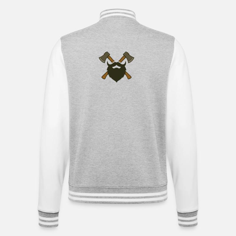 Holzfäller Bart und Äxte – Lumberjack Design - College-Sweatjacke - Grau meliert/Weiß