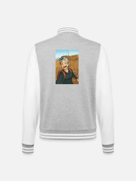 Laughter in the mountains animates adventurer - College Sweat Jacket - heather grey/white