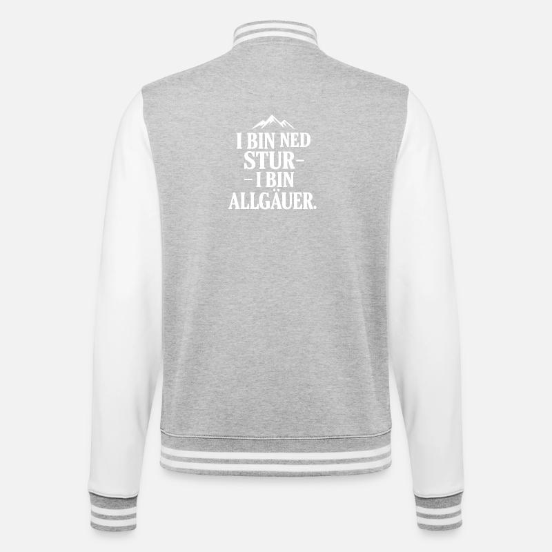 Fierté du dialecte de l’Allgäu - Veste Teddy - gris chiné / blanc
