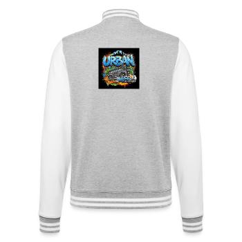 Graffiti urbain avec boombox et voiture - Veste Teddy - gris chiné / blanc - Dos - Marisol (170cm)