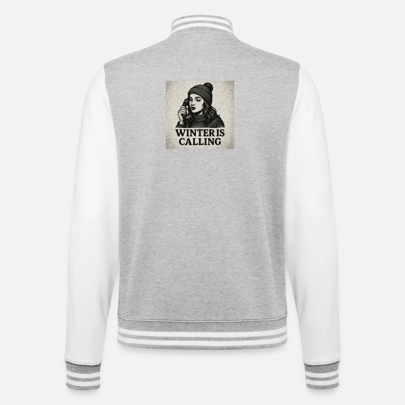 Winter is calling - College-Sweatjacke - Grau meliert/Weiß