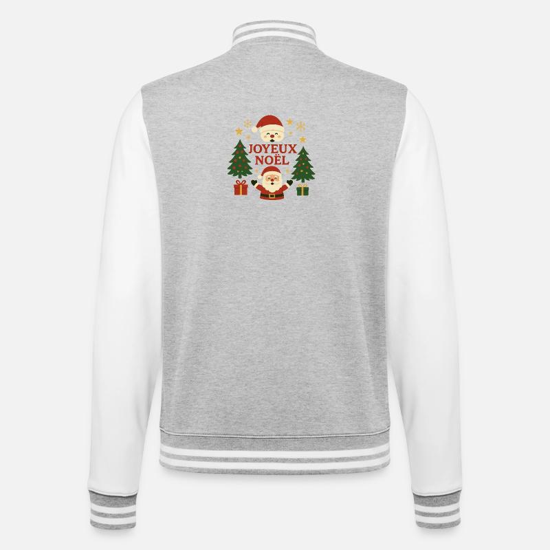 Weihnachten - College-Sweatjacke - Grau meliert/Weiß