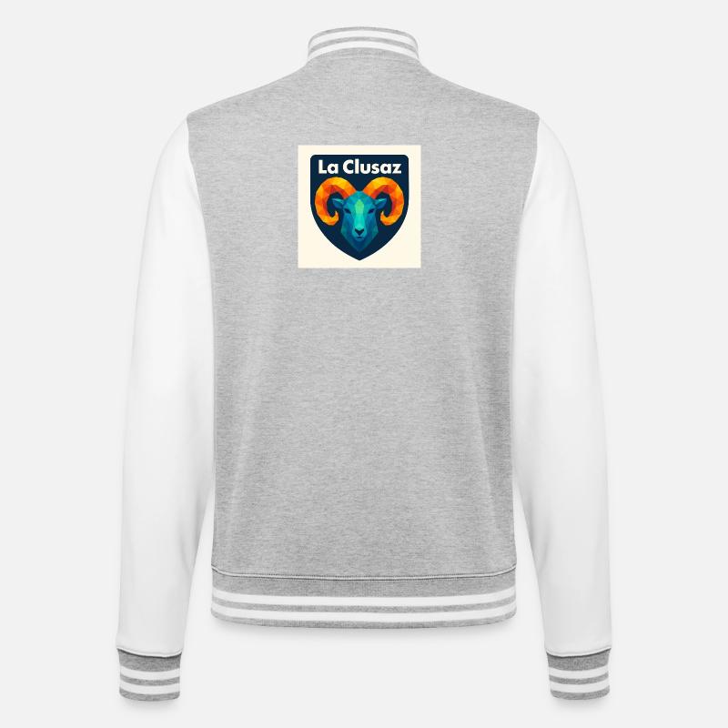 La Clusaz Geometric Ram Crest - College Sweat Jacket - heather grey/white
