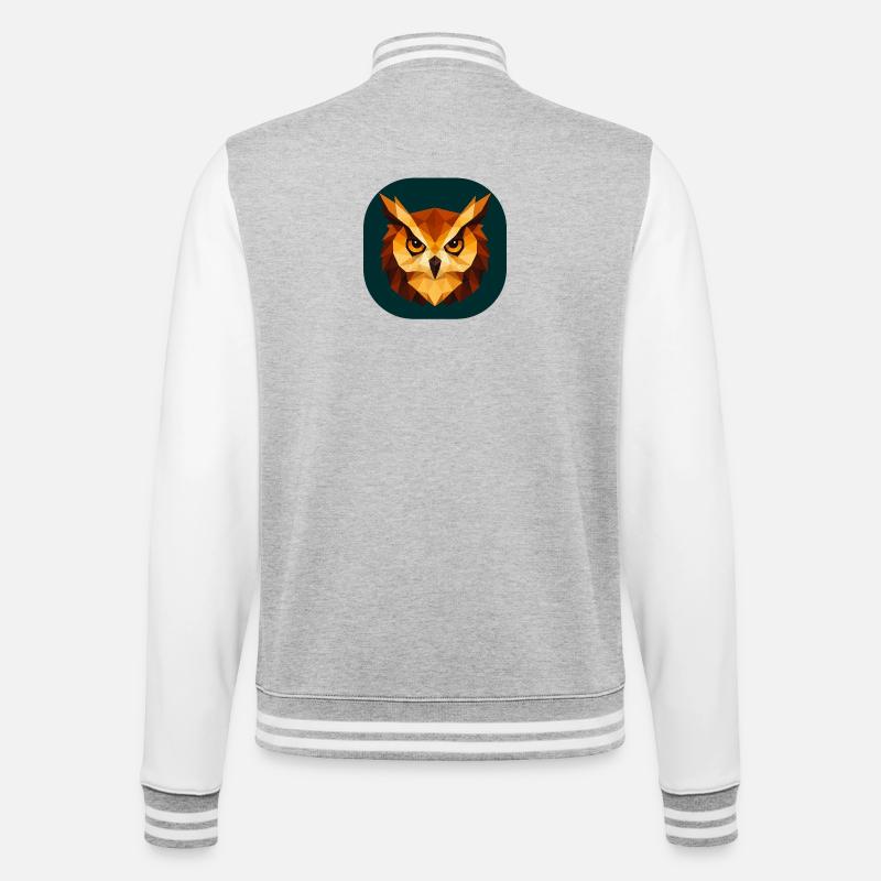 Geometrische Eulenkopf Polygonkunst - College-Sweatjacke - Grau meliert/Weiß
