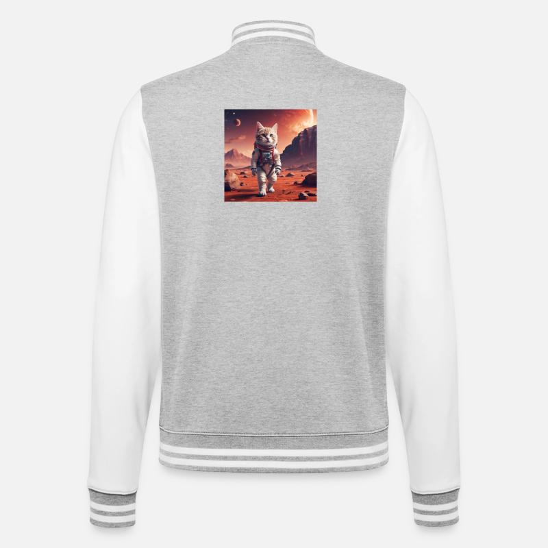 Cat astronaut on Mars - College Sweat Jacket - heather grey/white