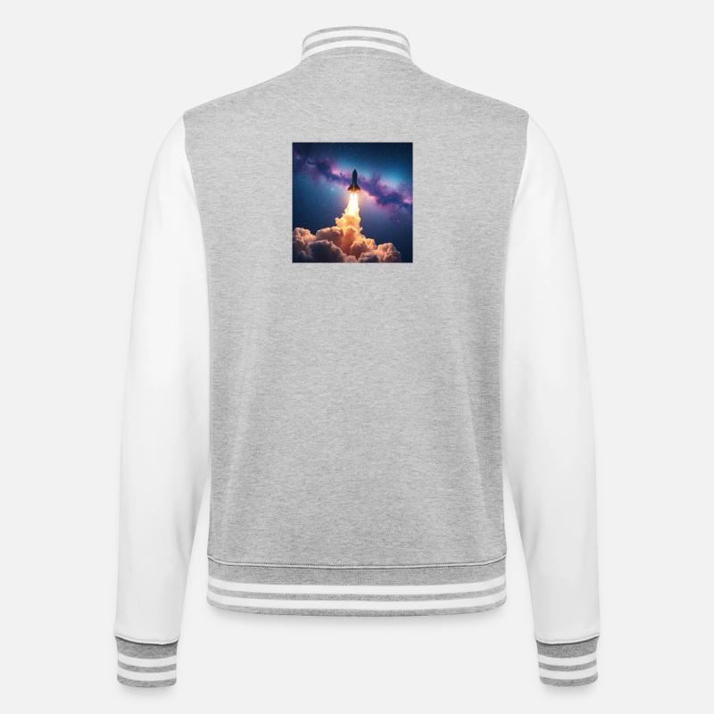 Rocket jump through nebula galaxy - College Sweat Jacket - heather grey/white