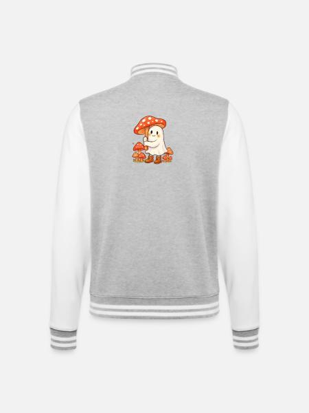 Ghost with an umbrella - a mushroom - College Sweat Jacket - heather grey/white