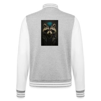 Punk-Waschbär im Lederjacke - College-Sweatjacke - Grau meliert/Weiß - Hinten - Marisol (170cm)