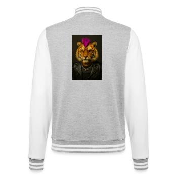 Tiger Punk Mohawk en cuir - Veste Teddy - gris chiné / blanc - Dos - Marisol (170cm)