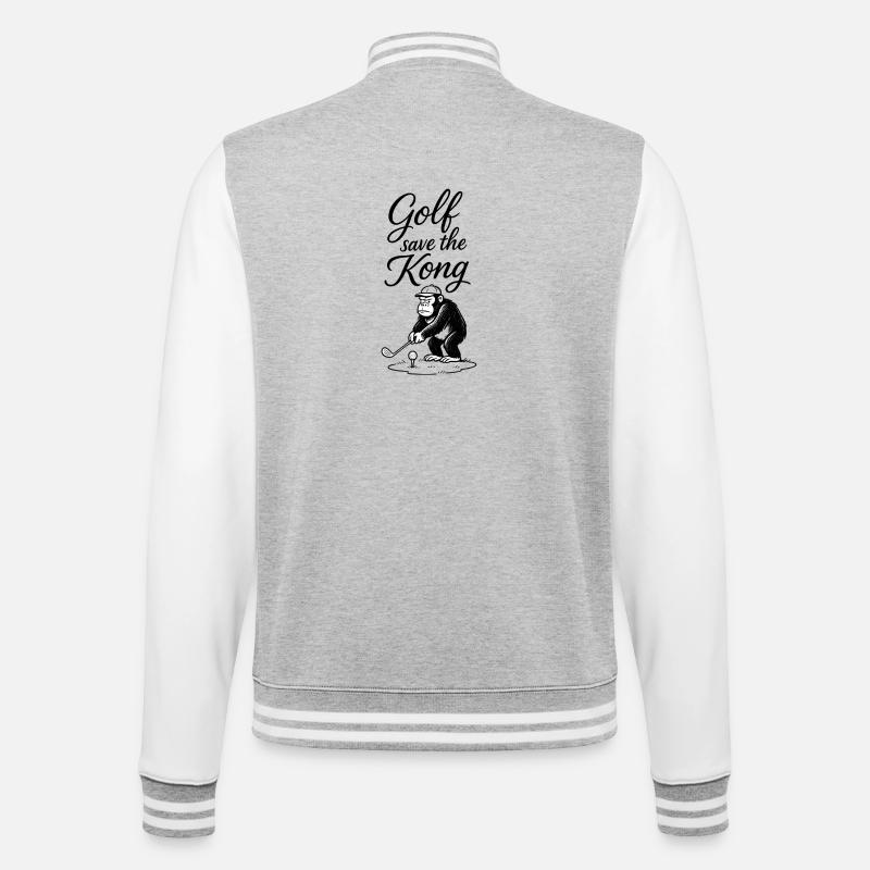 Golf rettet den Kong - College-Sweatjacke - Grau meliert/Weiß