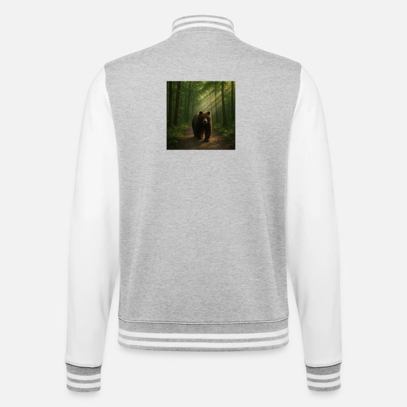 Sonnenstrahlen Bär im Wald - College-Sweatjacke - Grau meliert/Weiß