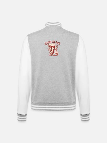 Ciao Slice – Retro Pizza Design Red Edition - College Sweat Jacket - heather grey/white