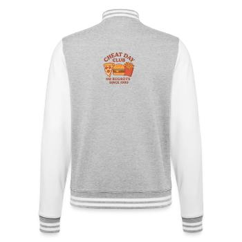 Cheat Day Club – Funny Retro Food Design - College Sweat Jacket - heather grey/white - Back - Marisol (170cm)