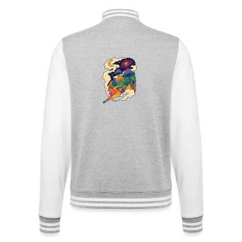 Psychedelic Mushroom Landscape Trail - College Sweat Jacket - heather grey/white - Back - Marisol (170cm)