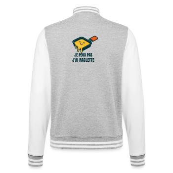 Raclette Sourire en Poêle - Veste Teddy - gris chiné / blanc - Dos - Marisol (170cm)