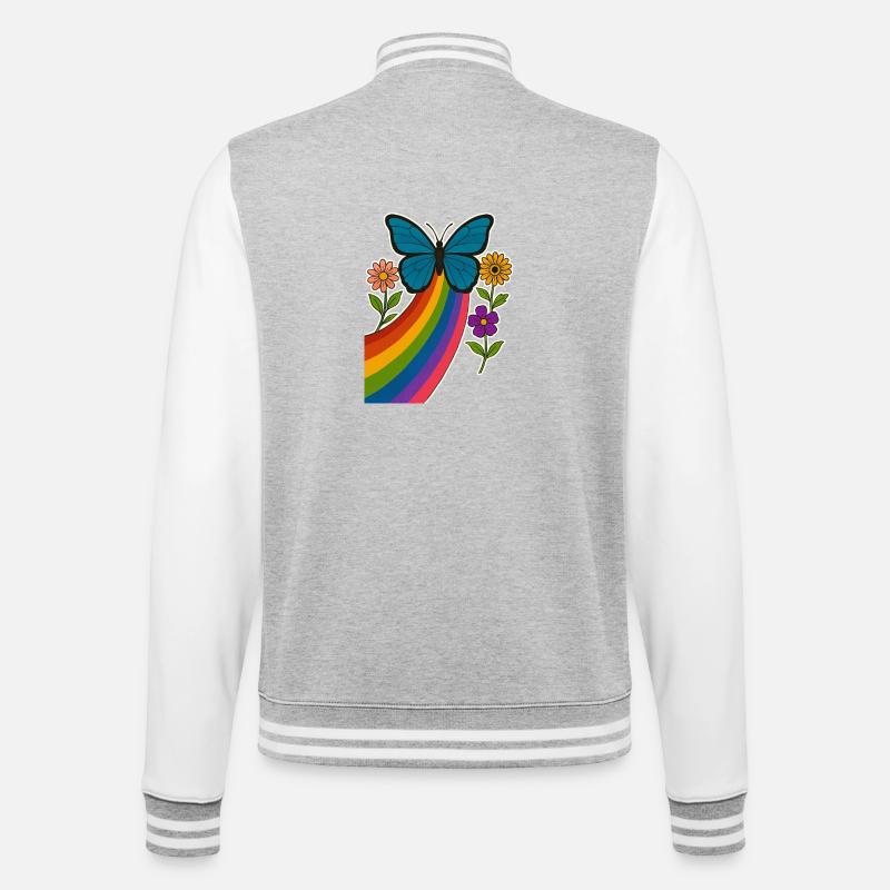 Rainbow Butterfly - College Sweat Jacket - heather grey/white