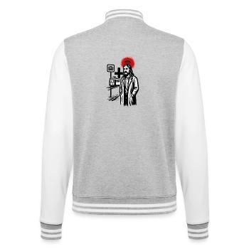 Heiliger über der Neon-Straßenbahn - College-Sweatjacke - Grau meliert/Weiß - Hinten - Marisol (170cm)