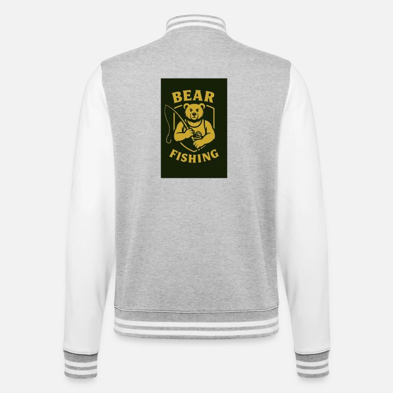 5 BEARS – Angler Edition - College-Sweatjacke - Grau meliert/Weiß