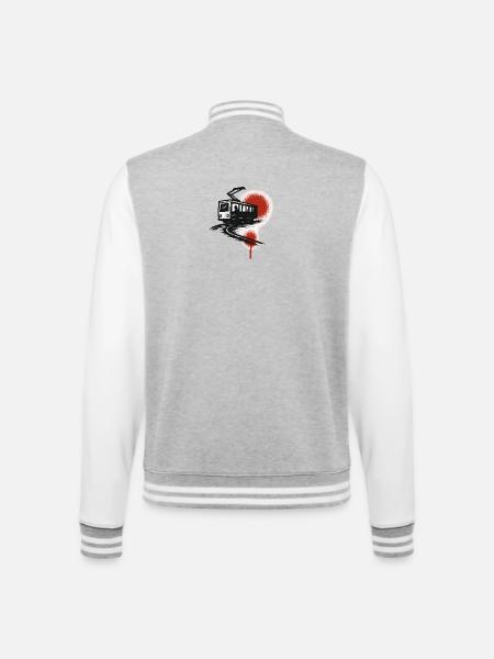 Tram sur la traînée rouge - Veste Teddy - gris chiné / blanc