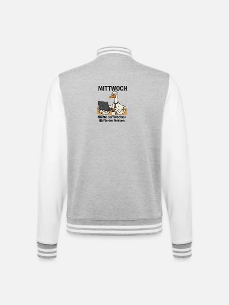 Mittwochstress am Schreibtisch - College-Sweatjacke - Grau meliert/Weiß