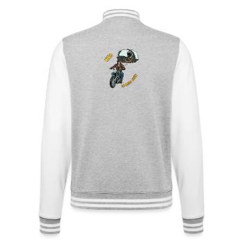 I live in airplane mode - College Sweat Jacket - heather grey/white - Back - Marisol (170cm)