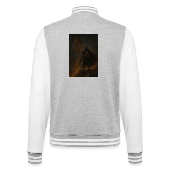 Lava Knight in Inferno - College Sweat Jacket - heather grey/white - Back - Marisol (170cm)