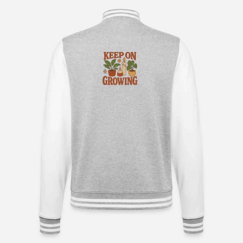 Keep_on_Growing - College-Sweatjacke - Grau meliert/Weiß