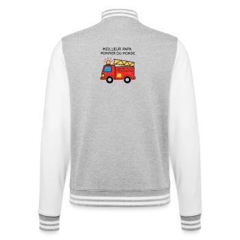 Bester Feuerwehrmann-Vater der Welt - College-Sweatjacke - Grau meliert/Weiß - Hinten - Marisol (170cm)