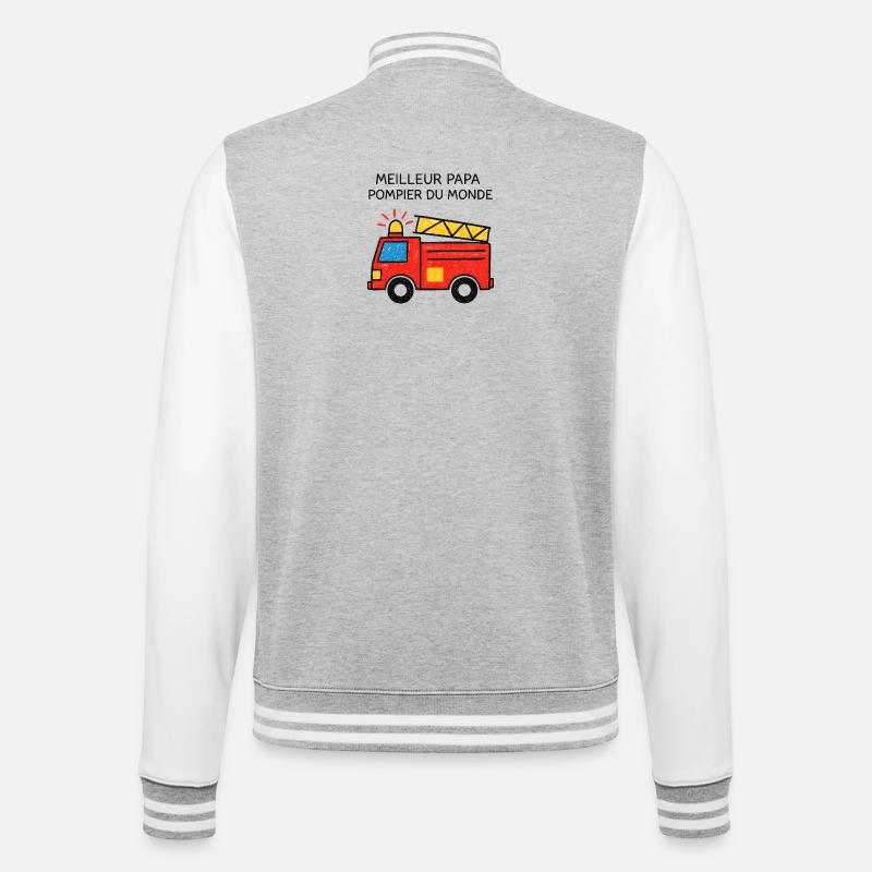 Bester Feuerwehrmann-Vater der Welt - College-Sweatjacke - Grau meliert/Weiß
