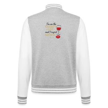I'm on the Naughty List – Funny Christmas Shirt - College Sweat Jacket - heather grey/white - Back - Marisol (170cm)