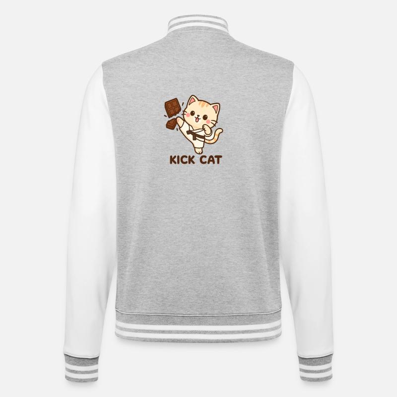 Kick cat - College Sweat Jacket - heather grey/white