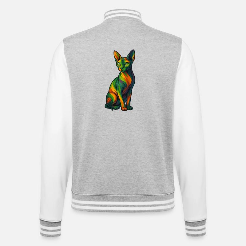 Sphynx - College-Sweatjacke - Grau meliert/Weiß