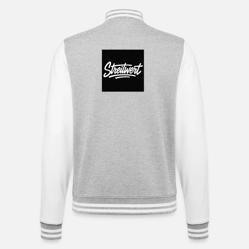 Streitwert Script Logo Schwarz - College-Sweatjacke - Grau meliert/Weiß
