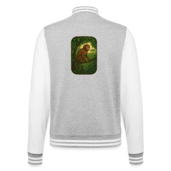 Dschungelaffe im Vintage-Stil - College-Sweatjacke - Grau meliert/Weiß - Hinten - Marisol (170cm)