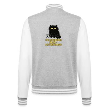 Ich schnurre nicht – ich funktioniere (Katze) - College-Sweatjacke - Grau meliert/Weiß - Hinten - Marisol (170cm)