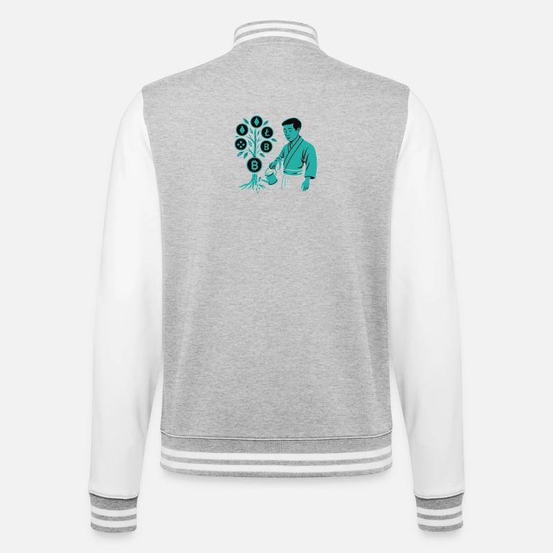 Satoshi-Baum Wurzeln der Krypto-Revolution Bitcoin - College-Sweatjacke - Grau meliert/Weiß