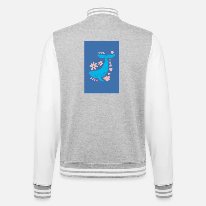Queue de baleine Floral Love - Veste Teddy - gris chiné / blanc