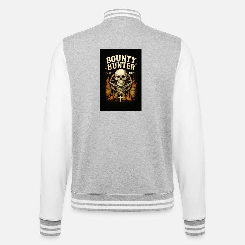Kopfgeldjäger Skelett Western - College-Sweatjacke - Grau meliert/Weiß