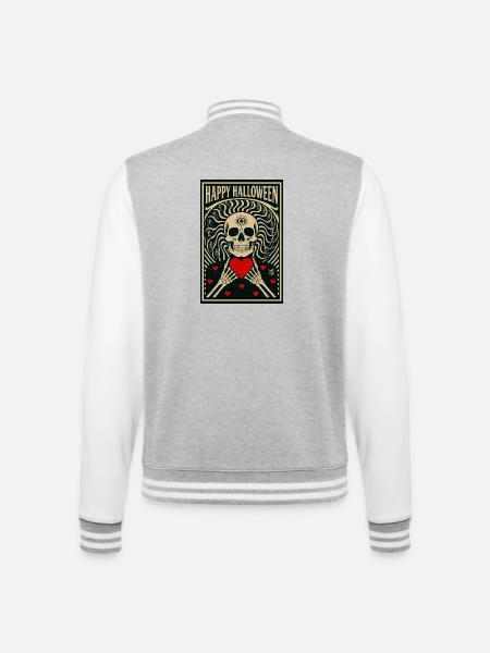 la_mort_vous_va_si_bien - College Sweat Jacket - heather grey/white