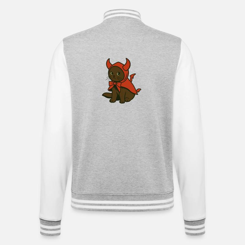 Kitten in red devil costume - College Sweat Jacket - heather grey/white