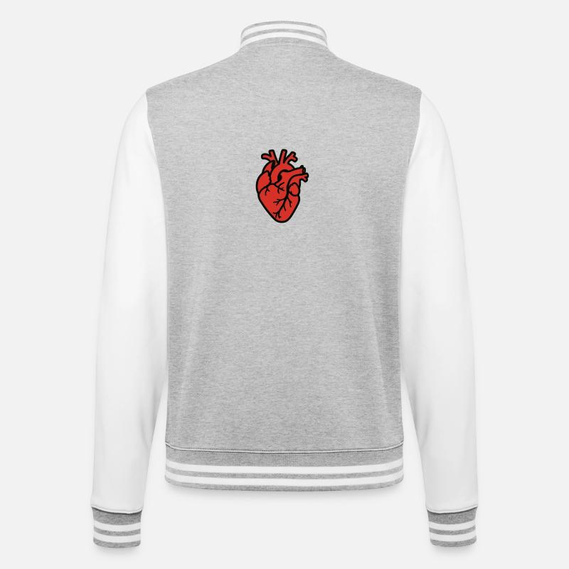 cuore_anatomico - College-Sweatjacke - Grau meliert/Weiß