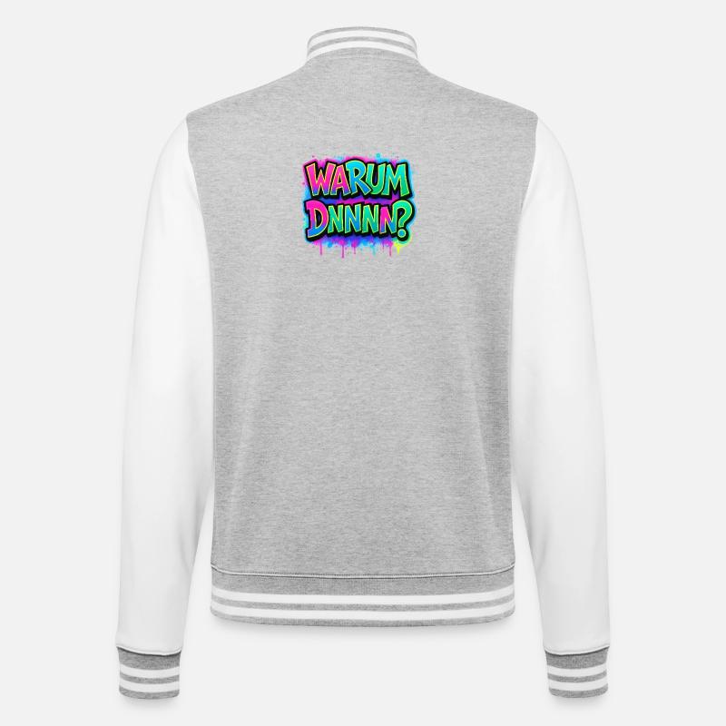 Warum DNNN? Neon Graffiti - College-Sweatjacke - Grau meliert/Weiß