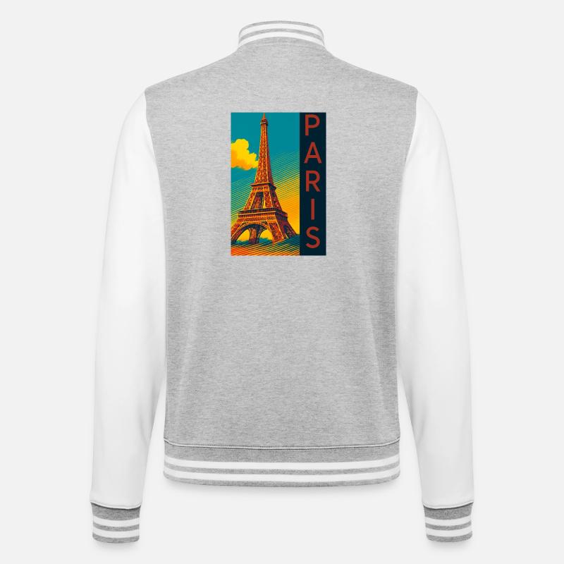 Paris PopArt Skyline Eiffelturm - College-Sweatjacke - Grau meliert/Weiß