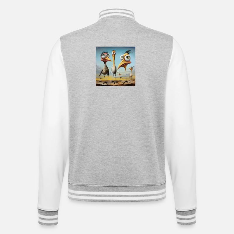 Volée d’oiseaux animée sur la plage - Veste Teddy - gris chiné / blanc