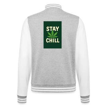 Stay Chill Cannabis Leaf - College-Sweatjacke - Grau meliert/Weiß - Hinten - Marisol (170cm)